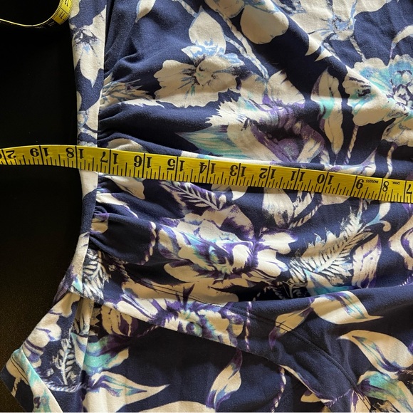 Soft Surroundings Faux Wrap Dress Jersey Knit XL Navy White Shapely Anywhere - Picture 10 of 15